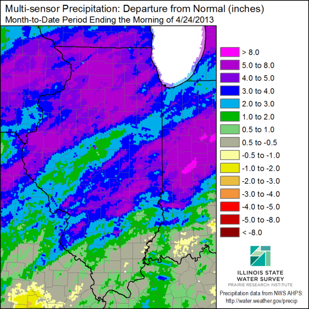 April precipitation as departures from average. Click to enlarge. 